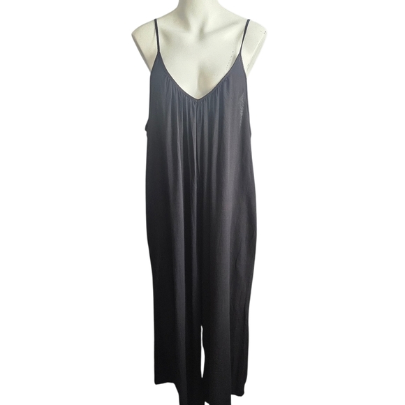Hunter & Brown Womens Black Wide Leg Lagenlook Boho Jumpsuit Size Large NWT - Picture 1 of 9